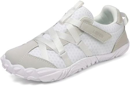 UBFEN Kids Barefoot Shoes Zero Drop Minimalist Sneakers for Boys Girls Toddler Lightweight Comfortable Running Hiking School Tennis Shoes White 4 Big Kid