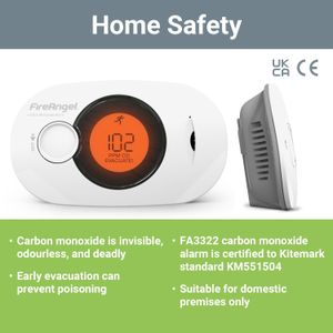 FireAngel Digital Carbon Monoxide Detector – 10-Year Battery