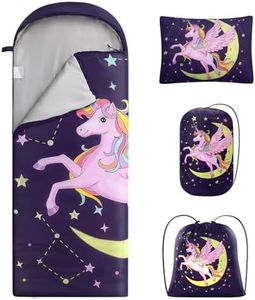 ETGLCOZY Unicorn Sleeping Bag for Girls, Warm Weather Sleeping Mat with Pillow for Kids Camping Backpacking Hiking Daycare Preschool Travel, Ultralight, Durable, Water-Resistant, Easy Carry and Pack