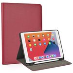 RUBAN Case for iPad 9th / 8th / 7th Generation (2021/2020/2019) 10.2 Inch - Premium Leather Business Multi-Angle Viewing Stand Cover & Pencil Holder, Auto Sleep Wake (Wine)