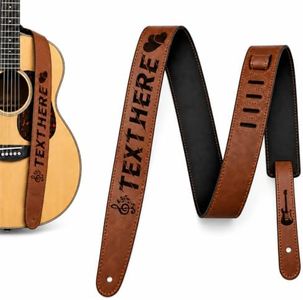 HRDCUSX Custom Guitar Strap - Personalized Guitar Straps with Name for Acoustic Electric Bass Gift for Men Women Players (Pu Leather)