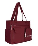 WILD MODA Womens Classic Polyester Double Pocket Shoulder Bag (Maroon)