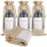 10pcs Jute Wine Bags, Burlap Wine Bottle Bags 750ml with Organza Window Hessian Drawstring Gift Bags for Wedding Festival Wine Tasting Party (14 x 6.3 inches)