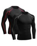 Niksa 2 Pack Long Sleeve Running Tops Mens,Base Layers Compression Top T-Shirts,Quick Dry Wicking Gym Athletic Training Workout Tee Shirts(Black,L)