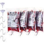 20 Pcs Halloween Blood Bag for Drinks IV Bags,2 Funnels,4 S Hooks, 250ml Blood Bags Drink Pouches Halloween Blood Containers Novelty Item Bag Halloween Props Vampire Diaries Cosplay Zombie Party Decor