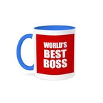 3dRose Worlds Best Text Design for Greatest Boss-Two Tone Blue Mug, Ceramic, White/Red, 10.16 x 7.62 x 9.52 cm