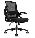 Durrafy Office Chair Ergonomic Desk with 90° Flip-up Armrest Lumbar Support, Height Adjustable, Family Style Swivel Chair, 110KG Capacity, Black