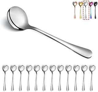 Cucchiai da minestra, Kyraton 12 pezzi cucchiai rotondi in acciaio inossidabile, cucchiaio da tavola, cucchiai, posate, set da 12, lavabile in lavastoviglie