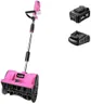 SnapFresh Cordless Snow Shovel, 12 Inch 20V Cordless Snow Shovel with 4000mAh Battery & Fast Charger(Pink)