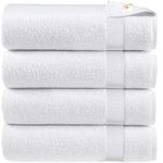 X11 Homeware Bath Towels Pack of 4 Egyptian Cotton Towel Set Highly Absorbent Soft Bathroom Towels Set of 4 Ring Spun Cotton Quick Dry Large Towels (White)