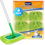 KEEPOW Reusable Microfiber Mop Pads Compatible with Swiffer Sweeper Mop, Dry Sweeping Cloths, Washable Wet Mopping Cloth Refills for Surface/Hardwood Floor Cleaning, 4 Pack (Mop is Not Included)