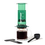 AeroPress Clear Green Coffee Press – 3 In 1 Brew Method Combines French Press, Espresso-style, Full Bodied Coffee Without Grit or Bitterness, Small Portable Coffee Maker for Camping & Travel, Green