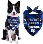 STMK My Parents are Getting Me A Human Plaid Dog Bandana, Pregnancy Announcement Plaid Dog Bandana, Baby Announcement Dog Bandana Gender Reveal Photo Prop for Dog Puppy (Blue)