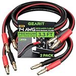 GearIT 14 AWG Speaker Cable Wire with Banana Plugs (2 Pack, 3.3 Feet - 1 Meter) 14Ga Gauge Banana Wire for Bi-Wire Bi-Amp HiFi Surround Sound - 99.9% OFC Copper, Gold Plated Tips - Black, 3 Ft