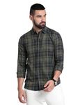 GLORYBOYZ Check Shirt for Men Full Sleeves Formal Check Shirts Slim Fit Spread Collar Stylish Checks Shirts for Men Office Wear Plaid Checkered Shirt Casual Office Wear (Military Green 5XL)