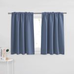 PONY DANCE Blue Haze Short Curtains Half Window Curtains for Kitchen, Energy Saving Curtain Tiers for Bathroom Shades, Wide 29 x Long 36 inches per Panel, Blue Haze, Set of 2