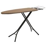 Household Essentials Steel Top Wide Ironing Board with Iron Rest | Tan Cover and Bronze Finish | 18" x 49" Iron Surface