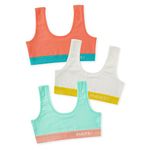 INNERSY Girls Training Bra Cotton Sports Bras Teenage Bralette Crop Top Kids Underwear Pack of 3 (M, White/Pink/Green)