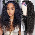 Human Hair Wig Headband Wigs Human Hair Curly Human Hair Wigs for Black Woman Curly Wig Human Hair Headband Wigs for Woman 150% Density Natural Black Color Soft and Full Headband Wig 18 inch