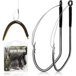 Dovesun Weedless Worm Hooks Wacky Rig Hooks 30PCS Professional V Catfish Bass Fishing Hooks for Freshwater Saltwater 3/0