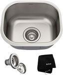 Kraus KBU17 15 inch Undermount Single Bowl 18 Gauge Stainless Steel Kitchen Sink