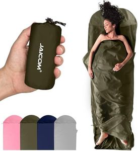 JAICOM Ultralight Sleeping Bag Liner - 5.3 oz Washable Adult Sleep Sack & Travel Sheets, Self Tan Sleep Sack with Two-Way-Zipper, for Backpacking, Hotel, Camping, Travel