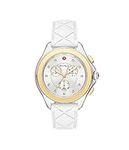 MICHELE MWW27E000029 Silver Dial White Silicone Strap Cape Chronograph White Silicone Women's 38mm Watch, White