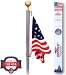 Ezpole 17 Foot Defender Inground Flag Pole Kit For Outdoors Heavy Duty-Winds To 130 Mph. Dual Flag Pole Holder For Outside House-Made In USA-Home Camper Beach-Includes Pole Flag Ground Sleeve Hardware