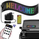 Programmable Led Sign, USB 5V Scrolling LED Sign Programmable, Pre-made Animations, Text Led Car Sign, Bluetooth APP Control Flexible LED Matrix Panel, for Car Store Party Bar Hotel (15"×4")