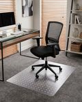 PVC Office Chair Mat for Carpet Floors, 90x120 cm Non-Slip Clear Floor Protectors, 2.2mm Thick Plastic Desk Chair Mat, Anti-Scratch Floor Protection Mat for Home Office Computer Desk Rolling Chair