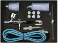 Professional Dual-Action Airbrush kit,7cc 20cc 40cc Cup,1/8’’-1/4’’ Adapter, 6ft Airbrush Hose, 0.2/0.3/0.5mm Nozzles Needles for Model Painting Cake Decorating Tattoo Makeup Art Craft Nail Design