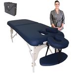 BodyPro Deluxe Lightweight Portable Massage Table Bed Couch- 28" Width - 9cm High Density Foam- Breathe Hole + Face Rest Cradle + Reiki Panels + Carry Case + Arm Rest + Accessories Shelf (Black)