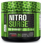 NITROSURGE Pre Workout Supplement - Endless Energy, Instant Strength Gains, Clear Focus, Intense Pumps - Nitric Oxide Booster & Preworkout Powder with Beta Alanine - 20 Servings, Cherry Limeade