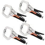 JEUIHAU 4 Pack 6 Inch Metal Grip Locking C Clamp, Adjustable Welding Locking C Clamps, Heavy Duty C Clamps with Adjustable Screw and Swivel Pads for Woodworking, Welding, Aligning, Cabinetry