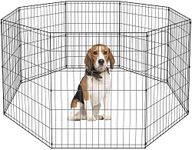 BestPet Tall Foldable Dog Playpen Crate Fence Pet Kennel Play Pen Exercise Cage 8 Panel Black (24")