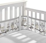 BreathableBaby Breathable Mesh Liner for Full-Size Cribs, Classic 3mm Mesh, Owl Fun Gray (Size 4FS Covers 3 or 4 Sides)