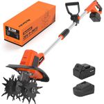 MAXLANDER 20V Cordless Tiller Cultivator, 9-Inch Electric Garden Tiller with 48 Steel Tines, 360RPM Battery Powered Rototiller for Gardening, 4.0Ah Battery and Charger Included