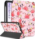 Trendy Fan for iPad 9th/8th/7th 10.2 inch Generation Case Cute Cartoon Kawaii for Girls Kids Teens Boys Girly Women Anime Design Cool Covers Folio Stand with Pencil Holder for Apple i Pad 9/8/7 Gen,Kb