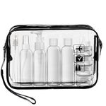 Travel Bottles Set, 14 Pack Clear Plastic 100ml Travel Size Bottles for Toiletries Leak Proof Cosmetic Refillable Travel Containers for Shampoo,Conditioner,Lotion,Body Wash,Personal/Business Travel