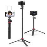 ULANZI MT-44 Extendable Phone Tripod, 44" Selfie Stick Phone Tripod Stand with 2 in 1 Phone Clip, 360° Ball Head Camera Tripod for iPhone Sony Canon GoPro, Lightweight for Travel