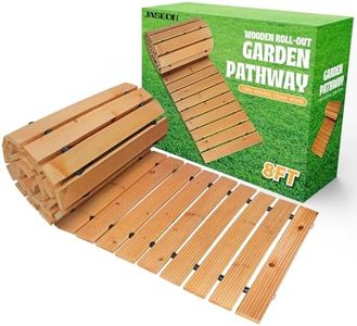 JASEON 8FT Straight Garden Pathway Walkway, Outdoor Roll Out Non-Slip Weather Resistant Wooden Walkway with Wire Rope Connection for Backyard, Beach, Wedding Party Pathways (8 FT)