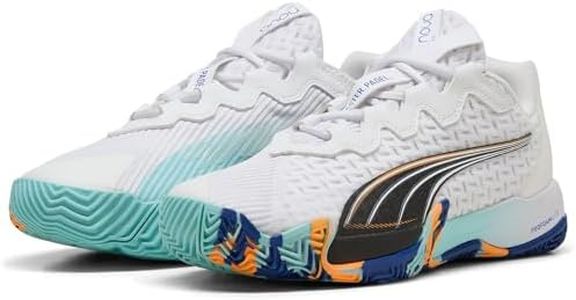 Puma | NOVA Elite Padel-Tennis Shoes | White-Black-Vivid Blue-Heat Fire | 6UK