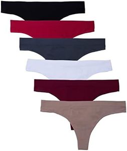 Kalon 6 Pack Women's Nylon Spandex Thong Underwear (Small, Red Basics)