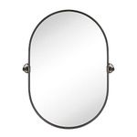 TEHOME Oval Oil Rubbed Bronze Pivot Bathroom Mirror Pill Shaped Tilting Bathroom Vanity Mirror Metal Framed Adjustable Mirror 20x30''