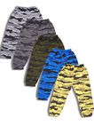 T2F Boys' Loose Fit Army Printed Track Pant (Pack of 5) (2-3 Years) Multicolour