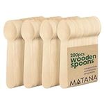 MATANA 100% Natural Bamboo Wooden Spoons 5.5" Inch/ 14cm (200 Pack) Compostable Cutlery, Biodegradable Utensils for Garden Party, Summer Events, Catering, Takeaway