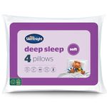 Silentnight Soft Deep Sleep Pillows 4 Pack | Soft Support Pillows Designed for Stomach Front Sleepers Hypoallergenic and Machine Washable | Pack of 4