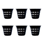 GEMPLAST Orchid Pots for Plants, 6 Inch Black Hydroponic Plastic Pots for Gardening, Net Pots for Hydroponic Garden, Black Gardening Pots for Orchid with Holes (Black, Set of 6)