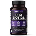 Boldfit Probiotics Gut Health Supplement 5 Billion CFU For Men & Women with 16 Strains & Prebiotics - Supports Digestion, Immunity Support, Detox & Cleanse - 60 Vegetarian Capsules, White