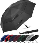 G4Free 62 Inch Portable Golf Umbrella Large Oversize Double Canopy Vented Windproof Waterproof Automatic Open Stick Umbrellas for Men Women(Black)
